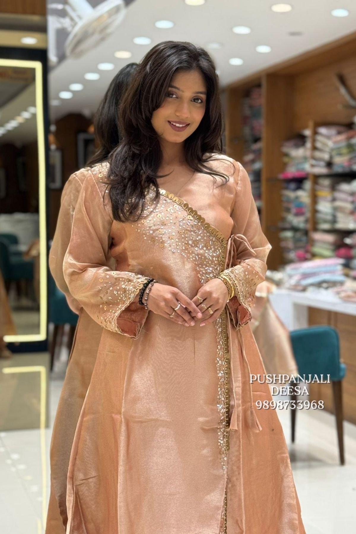 Peach Rose Embroidered Kurta Pant - Image 2