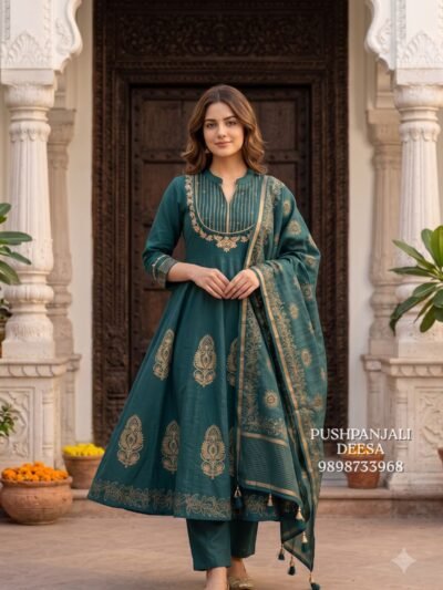 Green Embroidered Anarkali Suit Set