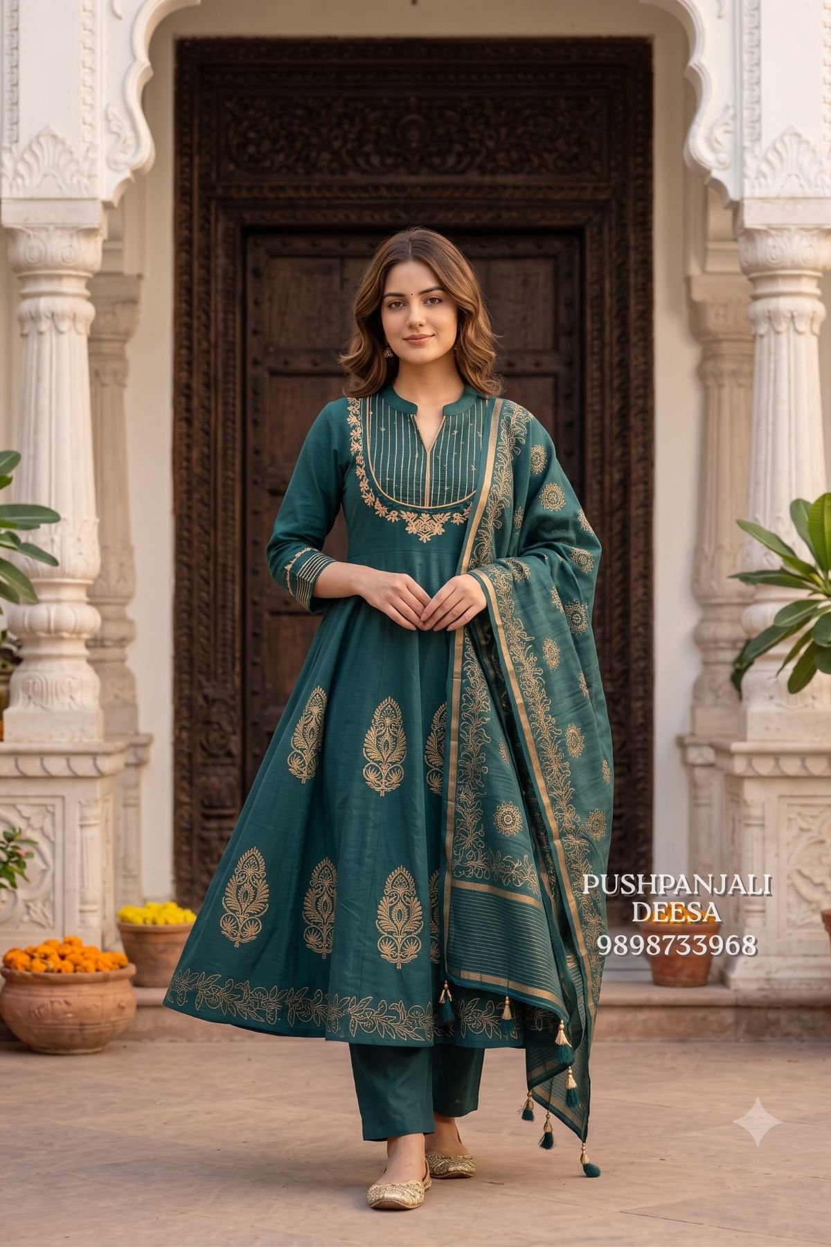 Green Embroidered Anarkali Suit Set