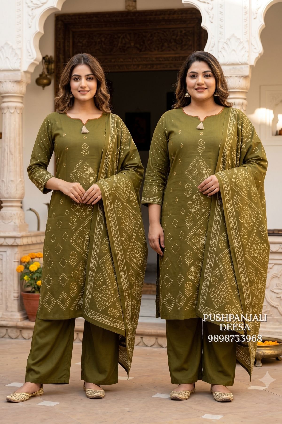 Brown Printed Mashru Gaggy Co-Ord Set - Image 2