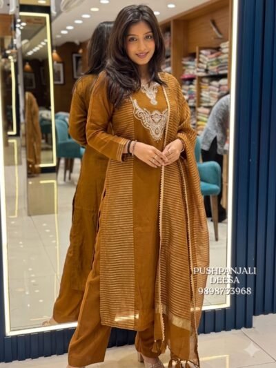 Golden Brown Embroidered Suit Set