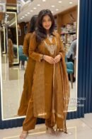 Mustard Brown Embroidered Kurta Pant Dupatta Set
