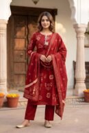 Maroon Pure Cotton Suit Set