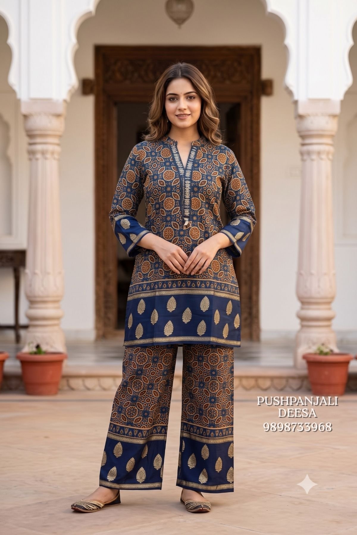 Navy Blue Printed Co-Ord Set - Image 2