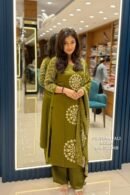 Olive Green GAGGY SILK Suit Set
