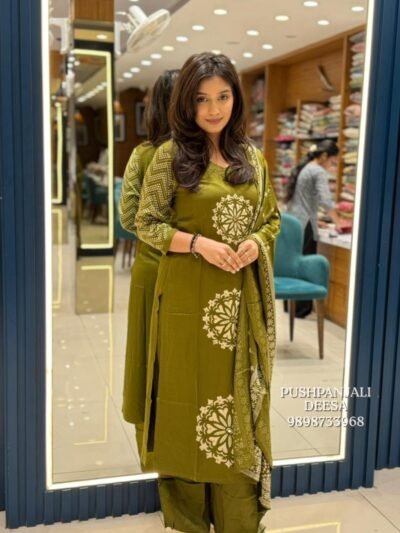 Olive Green GAGGY SILK Suit Set