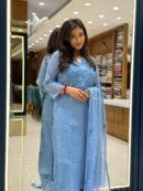 Sky Blue Bhagalpuri Viscose Silk Embroidered Kurta Pant Set with Dupatta