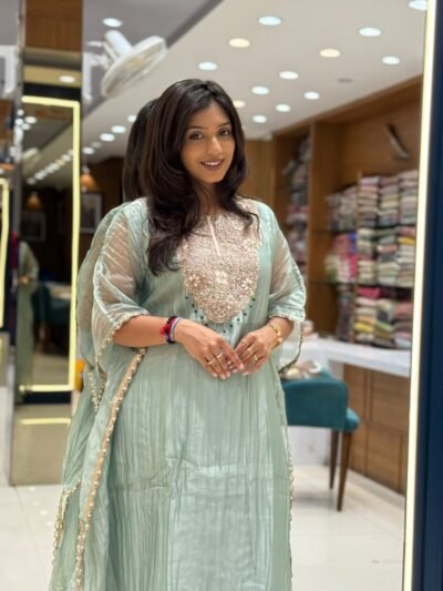 Mint Green Embroidered Kaftan