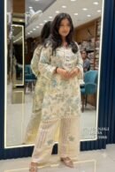 Cream Floral Printed Embroidered Kurta Palazzo Set