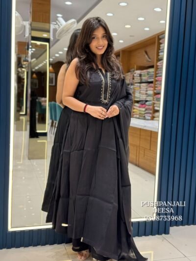 Black Viscose Anarkali Set