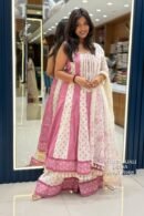 Pink & White Printed Embroidered Kurta Pant Dupatta Set