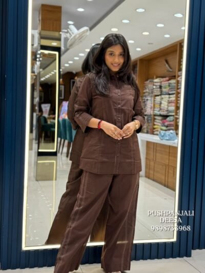 Chocolate Brown Embroidered Co-Ord Set