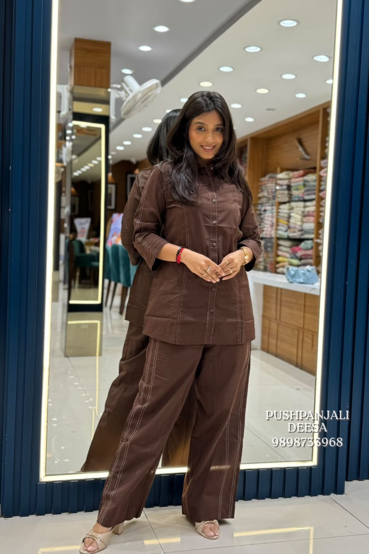 Chocolate Brown Embroidered Co-Ord Set