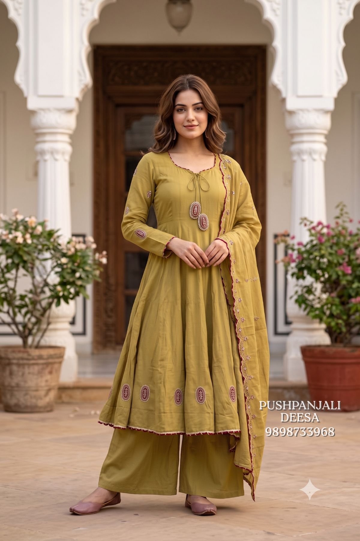 Mul Chanderi Anarkali Set