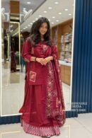 Maroon Pure Cotton Embroidered Skirt Set