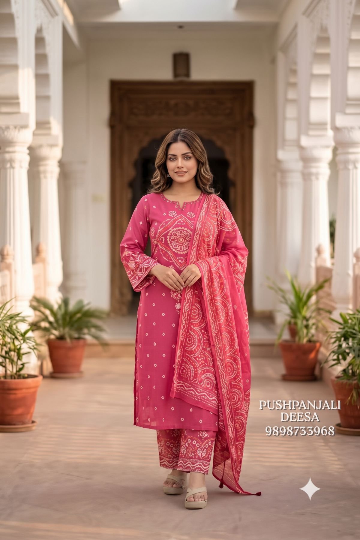 Pink Pure Cotton Printed Suit Set - Image 2