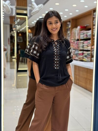 Black Imported Embroidered Top Only