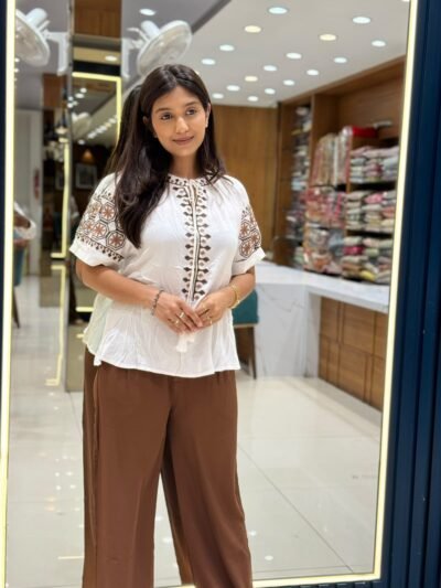 White Imported Embroidered Top Only